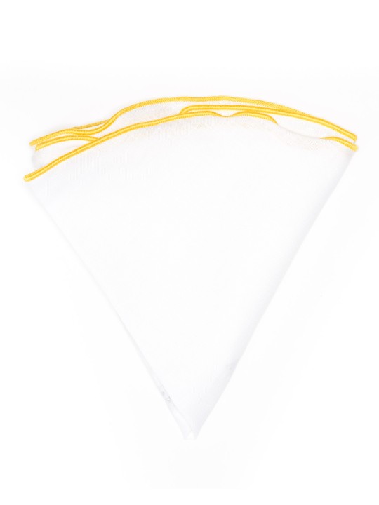 White Linen/Bright Yellow Trim Linen Pocket Circle